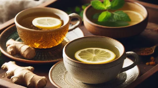 دمنوش چای سبز و زنجبیل